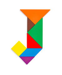 tangram shaped like a letter J on white background