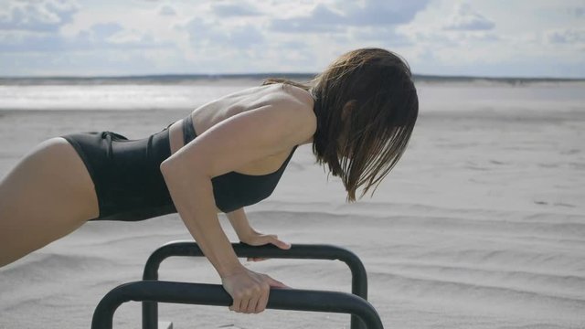 Girl is making push ups