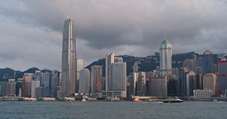 Fototapeta na wymiar Hong Kong urban city skyline in sunny day
