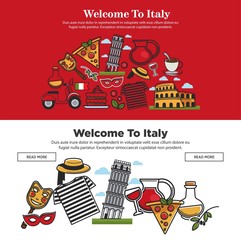 Welcome to Italy headlines and text sample vector illustration