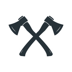 Black silhouette of crossed axes on a white background. Vector illustration