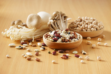 assorted beans and mushroom