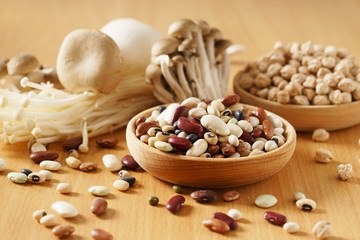 assorted beans and mushroom