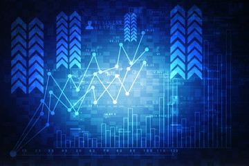 2d rendering Stock market online business concept. business Graph 