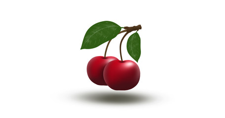 Cherry background, cherry fruit pattern on isolated white background