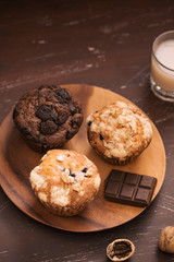 Fresh different homemade muffins on the table