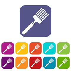 Brush icons set vector illustration in flat style in colors red, blue, green, and other