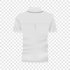 Back of white polo shirt mockup. Realistic illustration of back of white polo shirt vector mockup for web