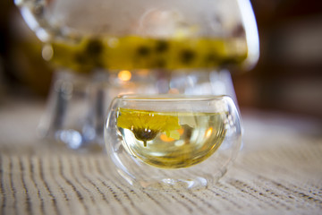 Blooming, Flowering Tea in Glass Teapot