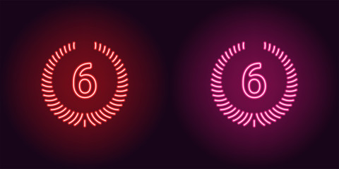 Neon icon of Red and Pink Sixth Place