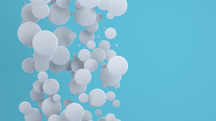 White discs of random size on blue background