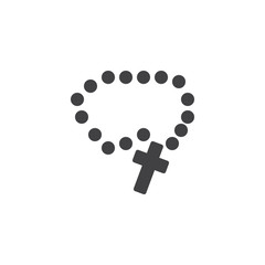 Holy rosary beads vector icon. filled flat sign for mobile concept and web design. Rosary cross simple solid icon. Religion symbol, logo illustration. Pixel perfect vector graphics - obrazy, fototapety, plakaty