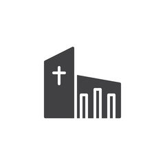 Church building vector icon. filled flat sign for mobile concept and web design. Religion simple solid icon. Symbol, logo illustration. Pixel perfect vector graphics