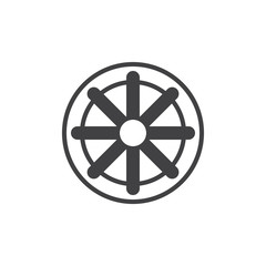 Wheel of Dharma vector icon. filled flat sign for mobile concept and web design. Buddhism and Hinduism simple solid icon. Dharmachakra symbol, logo illustration. Pixel perfect vector graphics