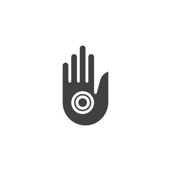 Jain hand vector icon. filled flat sign for mobile concept and web design. Jainism Religious simple solid icon. Symbol, logo illustration. Pixel perfect vector graphics