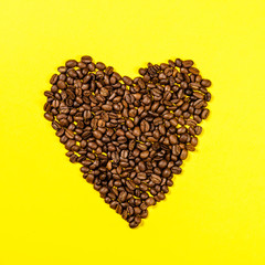 Coffee beans in shape of heart