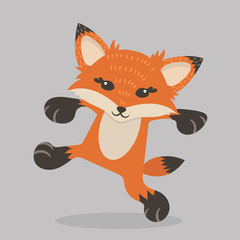 Happy young red fox cartoon