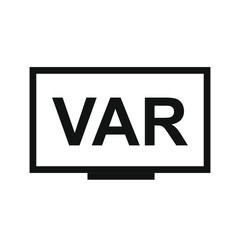 VAR, Video Assistant Referee symbol for soccer or football match on screen or TV. Vector Illustration. - obrazy, fototapety, plakaty