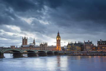 Fototapeta na wymiar Big Ben in London city, United Kingdom. dark scene
