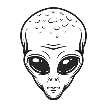Vintage monochrome alien face concept