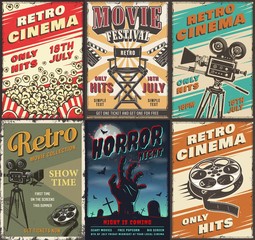 Cinema set of posters - obrazy, fototapety, plakaty