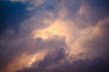 Clouds in the sky at sunset as background