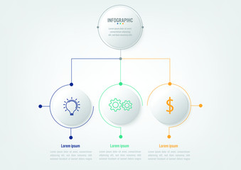 Business infographic template with 3 options, Abstract elements diagram or processes and business flat icon, Vector business template for presentation.Creative concept for infographic.
