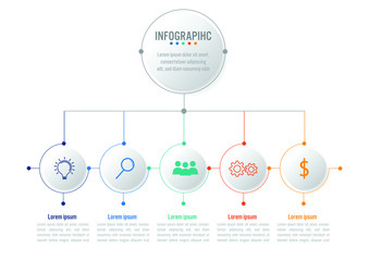 Business infographic template with 5 options, Abstract elements diagram or processes and business flat icon, Vector business template for presentation.Creative concept for infographic.