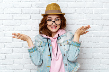 portrait of young stylish hipster woman