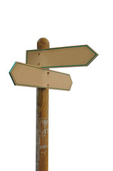 Empty 2 way street / road Signage Isolated White Background