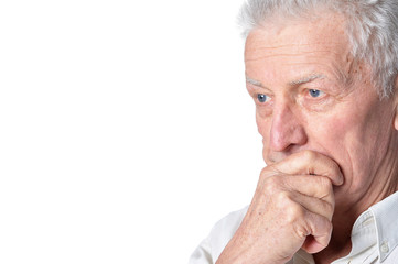 Fototapeta premium sad senior man in casual clothing posing