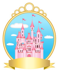 Pink princess castle with golden border