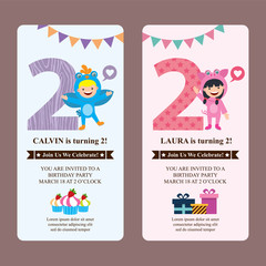 birthday card invitation with kids in animal costume