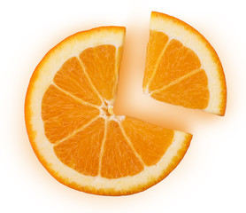 Orange fruit quarter and slice