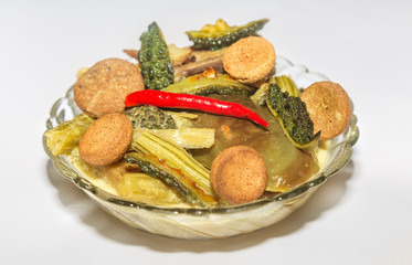 Traditional Bengali Indian soup prepared with mixed vegetables popularly known as Sukhto.