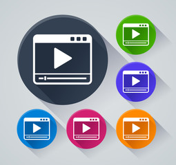 video player icons with shadow
