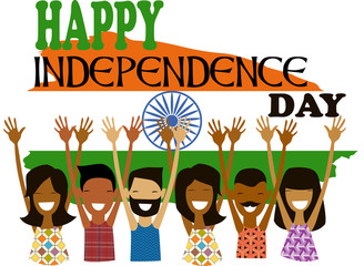 happy independence day. illustration with people