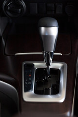 Interior of new vehicle with automatic transmission. Modern transportation.