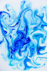 Fototapeta na wymiar Marbled unique blue white and gold abstract background. Flowing liquid marble texture
