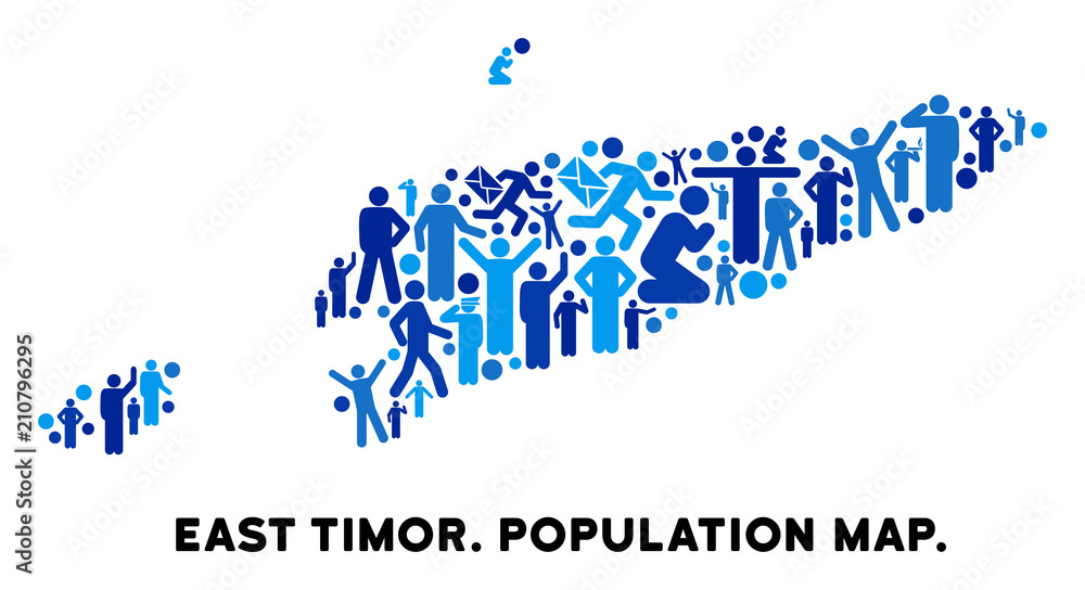 Aufkleber vector population east timor map. demography collage of east timor map created of crowd with differe