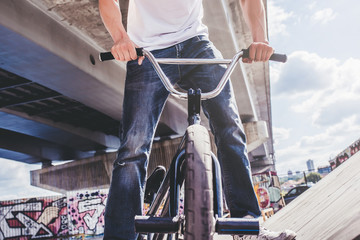 Young man in skatepark