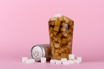 Unhealthly diet with sweet sugary soft drinks concept