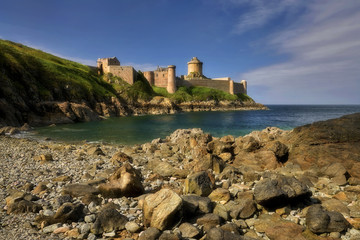 Fototapeta na wymiar Brittany in France and Latte fort, a very well known tourist destination with a beautiful castle