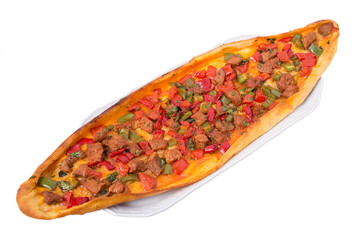 Georgian pie with beef meat and paprika.