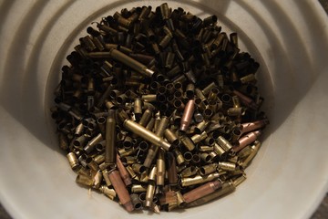 Shelling gun in a container.