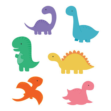 set with cartoon dinosaurs