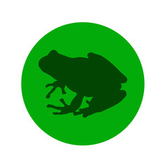 Icono plano silueta rana en circulo verde