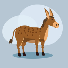 Cute cartoon donkey illustration, vector, isolated