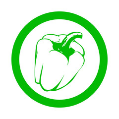 Icono plano pimiento en circulo verde