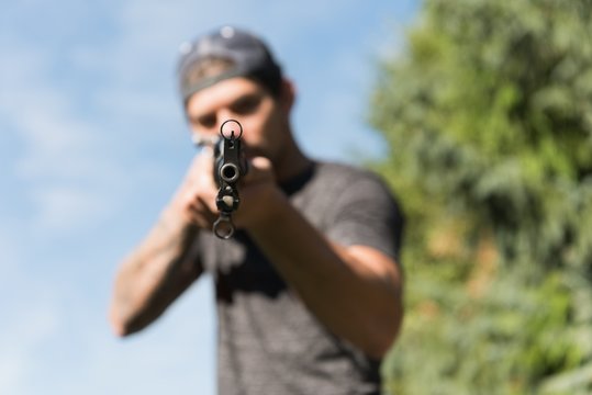 Man shooting with gun
